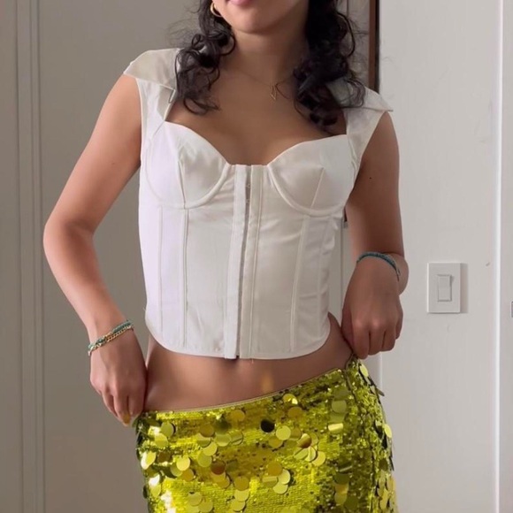 Danielle Guizio White Collared Bustier Corset Top size XS - Picture 2 of 5